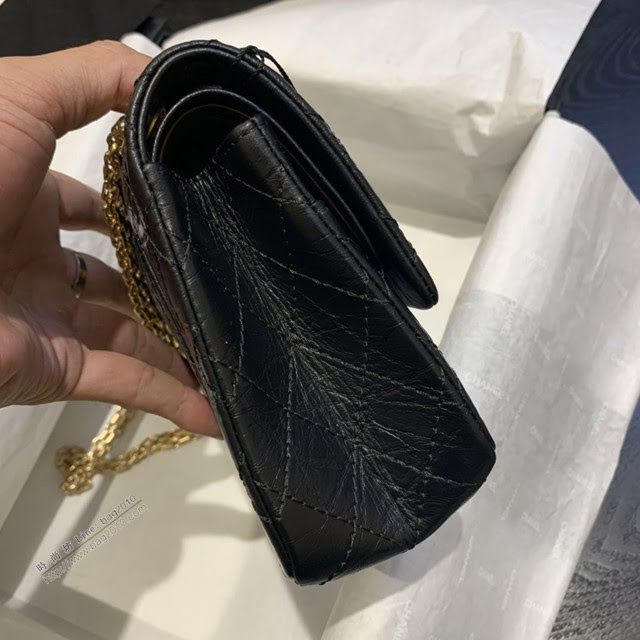 Chanel女包 37586# Chanel經典復古大象紋牛皮口蓋鏈包 方扣系列 Chanel鏈條單肩斜挎包  djc3982